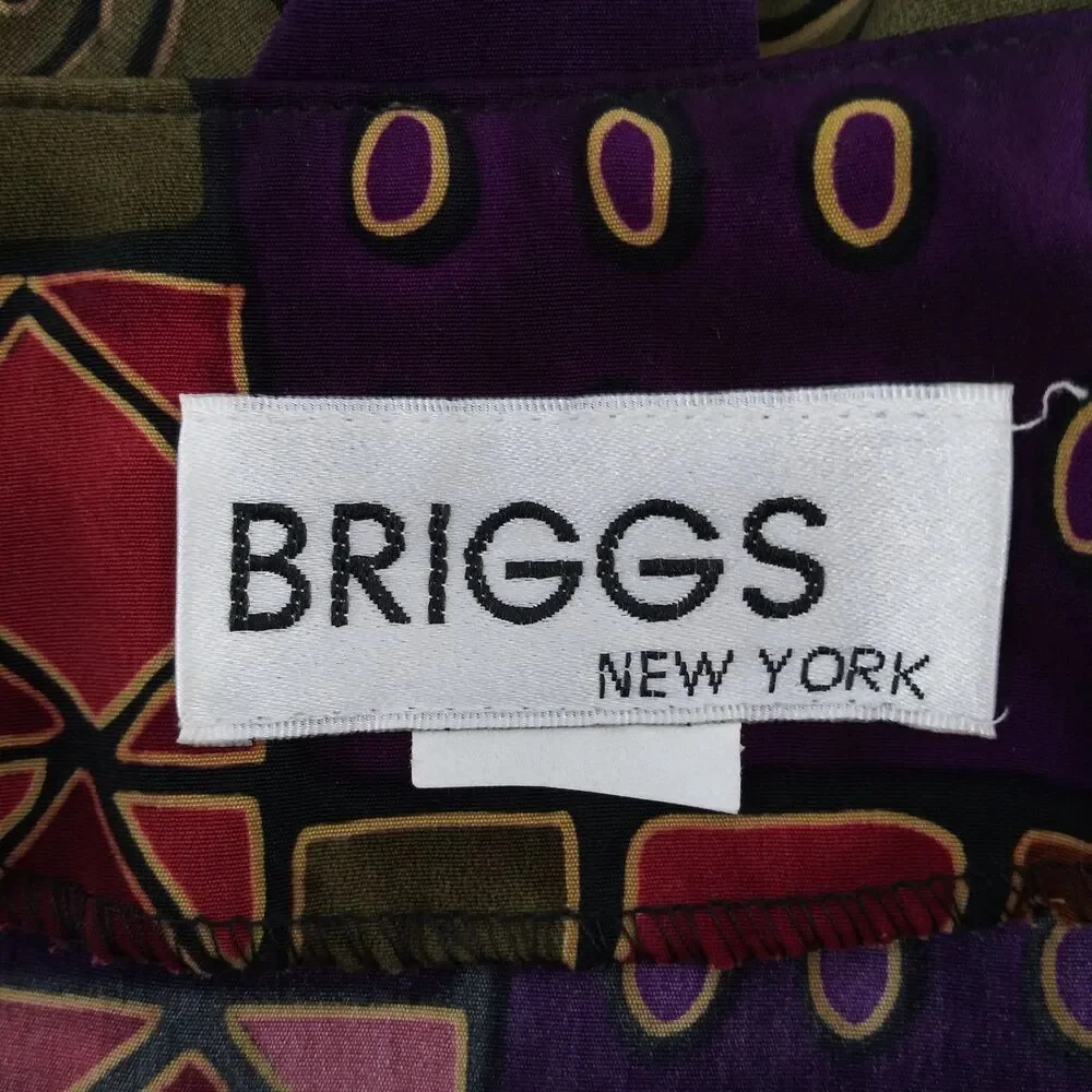 Briggs New York Blouse Women Size 2XL Purple Red Long Sleeve Button Up Top